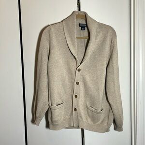 Lands end men’s cardigan sweater, large shawl collar